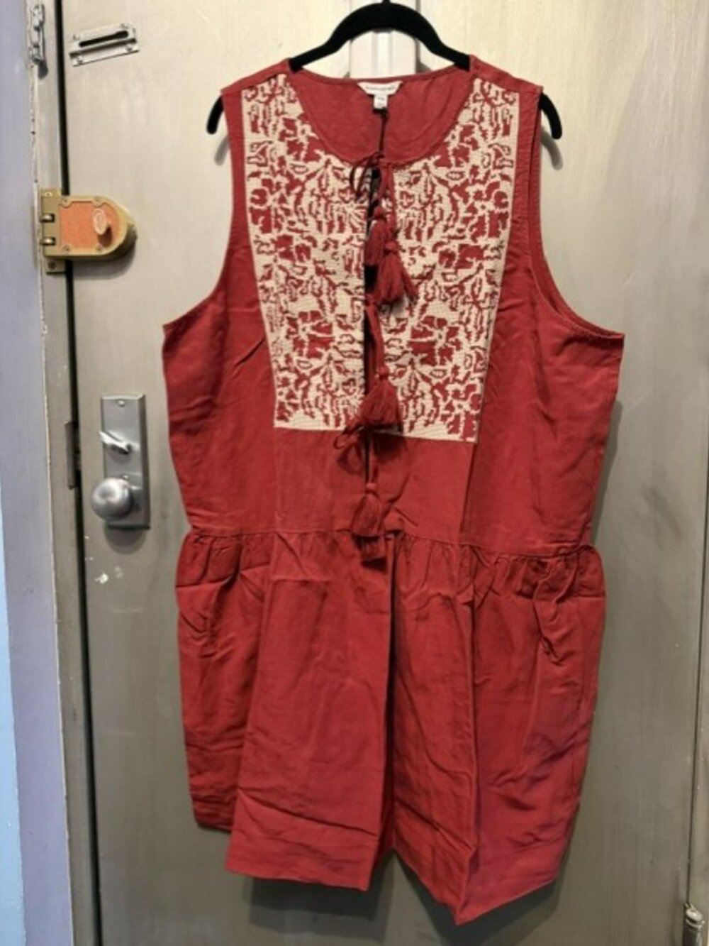 Retro Embroidered Tencel & Linen Mini Dress - Picture 12 of 16